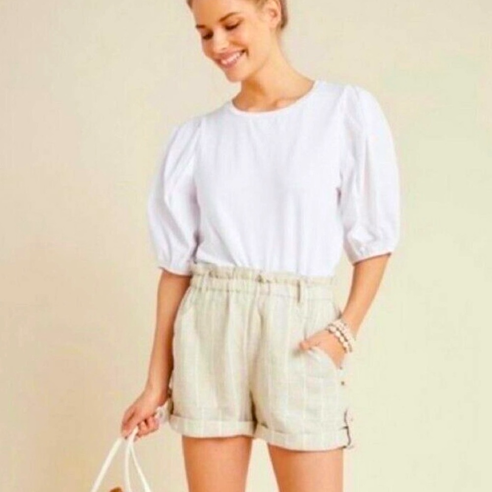 Eri + Ali Puffed Sleeve White Blouse